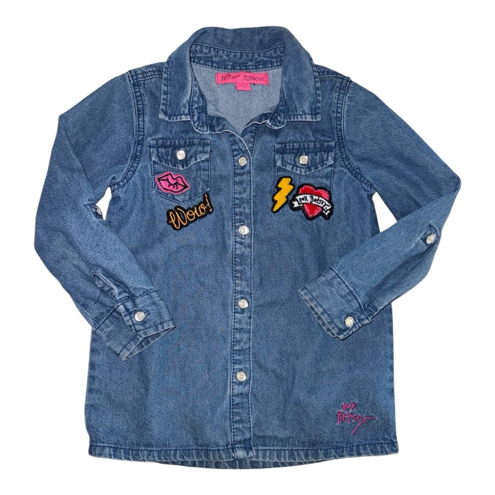 Betsey Johnson Jean Jacket with Embroidered Patches ( 4T)